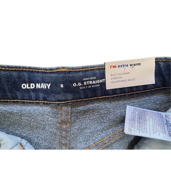 Old Navy O.G. Straight High Rise Stretch Dark Wash Jeans Sz 8 NWT - Picture 10 of 11